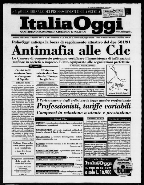 Italia oggi : quotidiano di economia finanza e politica